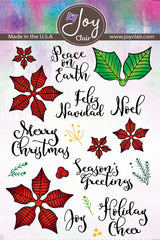Traditional poinsettia flowers and Christmas sentiments 