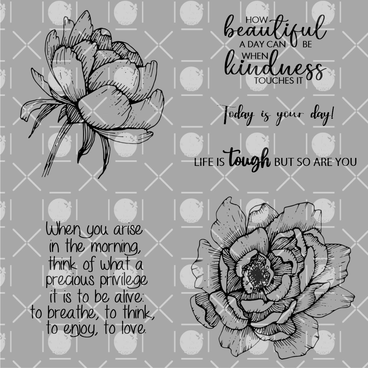 Spring Rose Digital Stamps