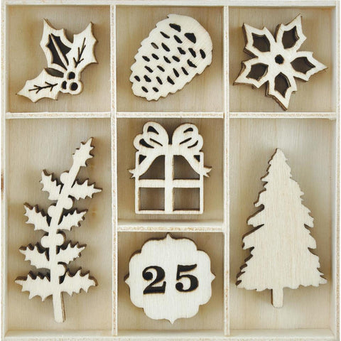 Traditional Christmas Collection Die Cuts Wooden Flourish Pack